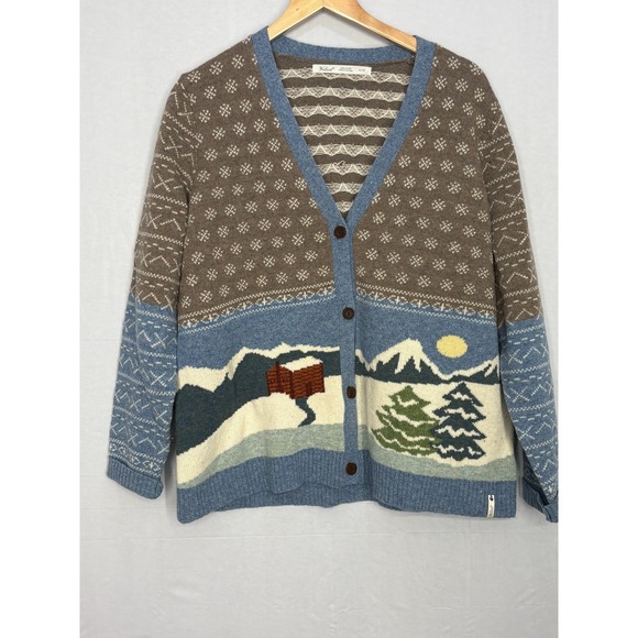 Woolrich Sweaters - Woolrich Button Front Cardigan Sweater Womens Knit Wool Brown White Snowflake XL